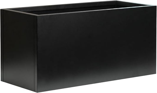 Metal Rectangular Planter Black Galvanized Steel Rectangle Indoor Planter Box Large Outdoor Planters Steel 25" L x 11" W x 13" H Commercial Residential for Patio, Yard, Garden