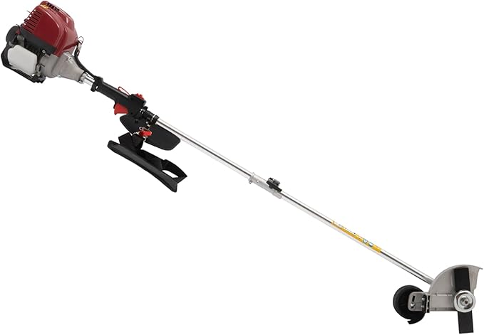 4 Cycle Weed Trimmer Gas Powered Grass Edger, 2 in 1 Straight Shaft Weed Eater String Trimmer, 36CC Air-Cooled Gasoline Brush Cutter Lawn Wacker with 2 Blade Heads for Grass & Weeds Cutting