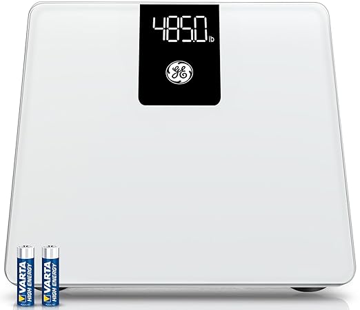 GE Bathroom Scale for Body Weight, Digital Weight Scales 500lb Heavy Duty Measuring Device for People Accurate BMI Weighing Machine with Bluetooth, White