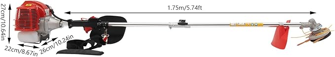 Weed Eater Gas Powered Weed Gas Edger 43CC 2 Blade Heads, Air-Cooled 2-Stroke Cordless Lawn Edger Gas Powered Weed String Trimmer with Handle & Shoulder Strap for Garden Lawn Grass Trimmer