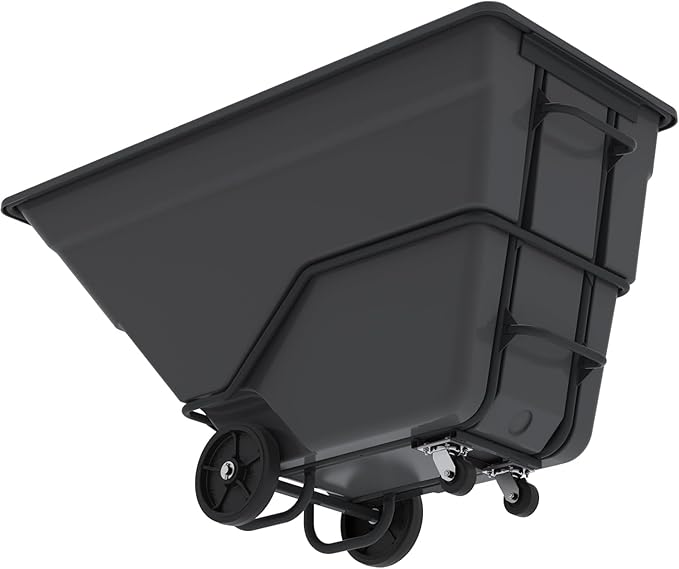 Akro-Mils 77810BLACK Akro-Tilt Heavy-Duty 2.0 Cubic Yard Plastic Truck Utility Cart, Loads up to 2000 lbs., 400 Gallon Capacity, Black
