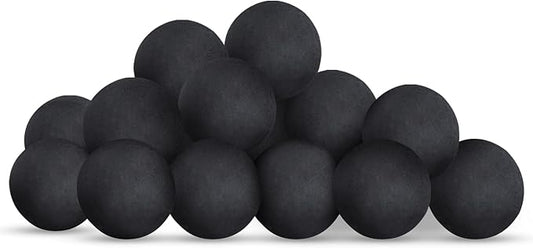 Ceramic Fire Balls for Fire Pit, Set of 15 Round Fire Stones Reusable Fireballs Set for Indoor and Outdoor Fire Pits or Fireplaces Accessory, 3 Inch,Black