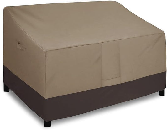 Easy-Going Waterproof Outdoor Loveseat Outdoor Furniture Cover, Heavy Duty 2-Seater Patio Couch Windproof Cover with Air Vent (76Wx40Dx33H inch, Camel/Dark Brown)