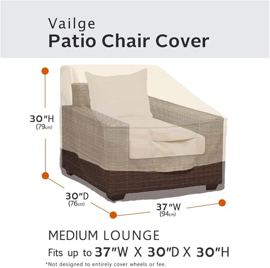 Vailge Patio Chair Covers, Lounge Deep Seat Cover, Heavy Duty and Waterproof Outdoor Lawn Patio Furniture Covers (1 pack-Medium Beige & Brown)