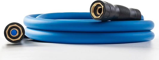 5/8" Female to Female Hot/Cold Water Leader Hose 5ft, -50℉ to 190℉ Flexible,Burst 600 Psi 3/4" Brass Fittings with Swivel Grip Handle for Outdoor,Yard, Farm, Blue