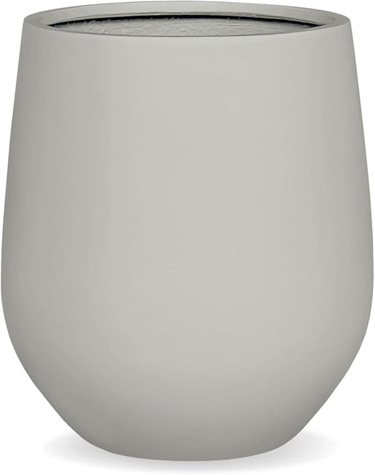 12.5" H x 11.4" D Corso Fiberstone Round Tapered Planter, Christmas Tree Planter, Smooth Finishes, Weather Resistant for Indoor & Outdoor Use, 2 Extra Coco Mats (Light Gray, 9" Pot Opening)