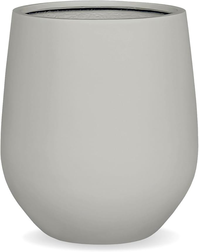 21" H x 19" D Corso Fiberstone Round Tapered Planter, Christmas Tree Planter, Smooth Finishes, Weather Resistant for Indoor & Outdoor Use, 2 Extra Coco Mats (Light Gray, 15" Pot Opening)