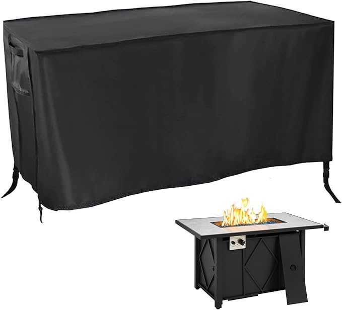 Fire Pit Cover Rectangular,43in Waterproof Firepit Covers rectangular,420D Propane Fire Pit Table Cover,43"L x 22"W x 25"H,Black