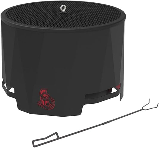 Blue Sky Outdoor Living NHL Ottawa Senators 24” Steel Peak Patio Smokeless Fire Pit with Spark Screen Kit, Firewood and/or Wood Pellet Burning