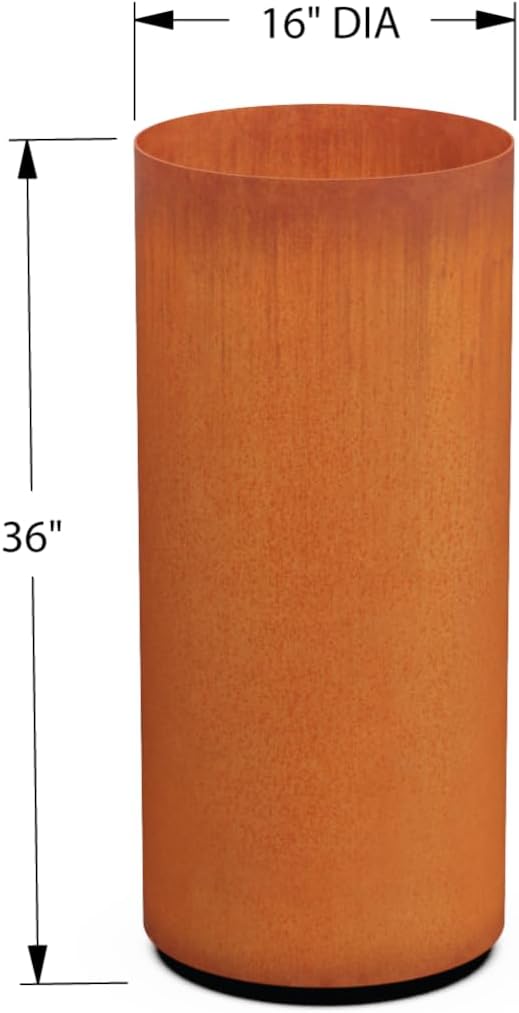 PLANTERCRAFT Corten Steel Metal Planter Box, Round Sizes, Modern Garden Steel planters for Commercial and Residential Outdoor Use.