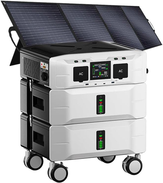 IEE SP5000 Portable Power Station & Solar Generator with 1×200W Panels Included,5000W (Peak 9000W) 5120Wh EV-Grade LFP Batteries,120/240V Dual Voltage,3500W 1.6H Fast Charge,APP&EPS for Home Backup.