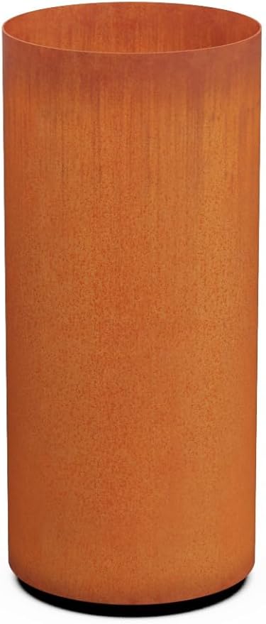 Plantercraft Large Round Planters for Outdoor Plants | 36x16 Inch Tall Corten Steel Planter | Extra Large Outdoor Planters for Entryway, Patio & Deck | Weathering Metal Planter