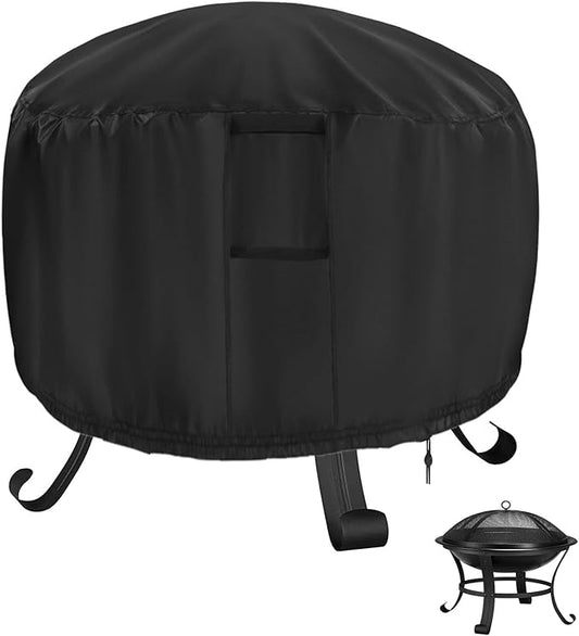 Fire Pit Cover Round, 22 Inch Heavy-Duty Waterproof Firepit Covers, Firepit Bowl Cover for Small Fire Pit Outdoor, 22" D x 22" H