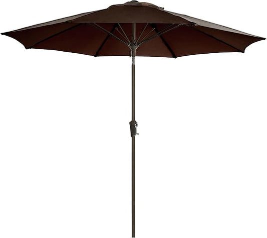 LOUNZY 9FT Large Outdoor Patio Umbrella Table Umbrella-UV Resistant,Easy Push Button Tilt and Crank,8 Sturdy Fiberglass Ribs Pool Umbrella for Patio,Backyard,Deck,Yard,Market