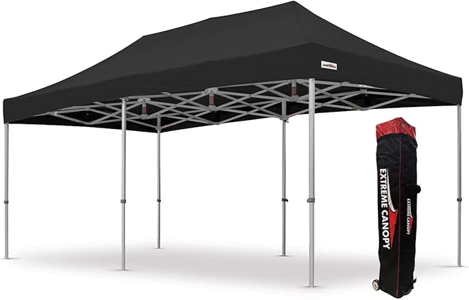 Extreme Canopy Commercial Heavy Duty Aluminum Instant Popup Canopy Tent (Black, 10ft x 20ft)
