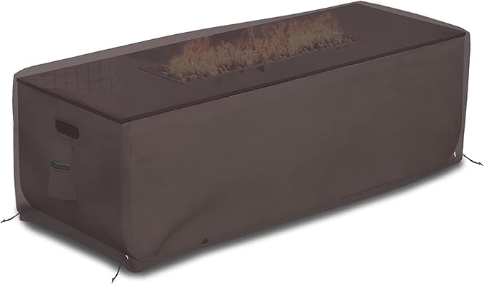 Covers & all Outdoor Rectangular Fire Pit Cover, Rectangle Heavy Duty18 Oz Waterproof UV & Weather Resistant, for Patio Lawn Garden Outside, Air Vents & Drawstrings (38"L x 28"W x 17"H, Coffee)