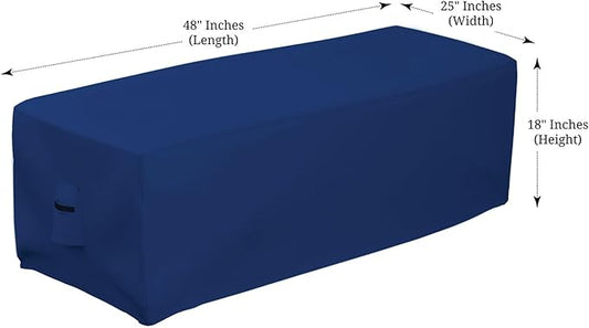 Covers & all Outdoor Rectangular Fire Pit Cover, Rectangle Heavy Duty18 Oz Waterproof UV & Weather Resistant, for Patio Lawn Garden Outside, Air Vents & Drawstrings (48"L x 25"W x 18"H, Blue)