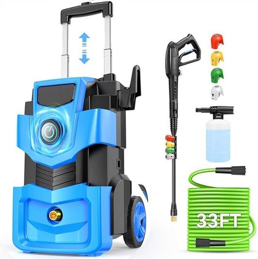 5000 PSI Professional Electric Pressure Washer,4.0 GPM Heavy Duty Power Washer with 4 Nozzles,Foam Cannon,33FT Hose and 500ml Soap Bottle for Home/Cars(Blue)