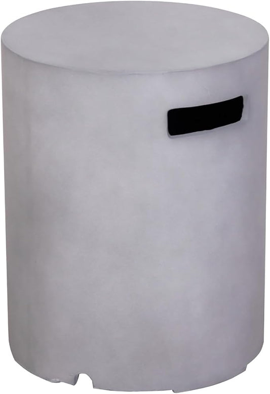 Afterglow 16" Propane Tank Cover Table, Round Tank Container Fits Standard 20 lbs Propane Tank Outdoor Gas Tank, Deck Backyard Patio, Grey