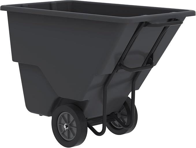 Akro-Mils 77405BLACK Akro-Tilt Heavy-Duty 0.5 Cubic Yard Plastic Truck Utility Cart, Loads up to 600 lbs., 100 Gallon Capacity, Black