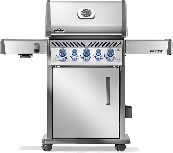 Napoleon Rogue PRO-S 425 Natural Gas Grill with Infrared Side and Rear Burners, Stainless Steel, Durable 5-Burner Precision Cooking