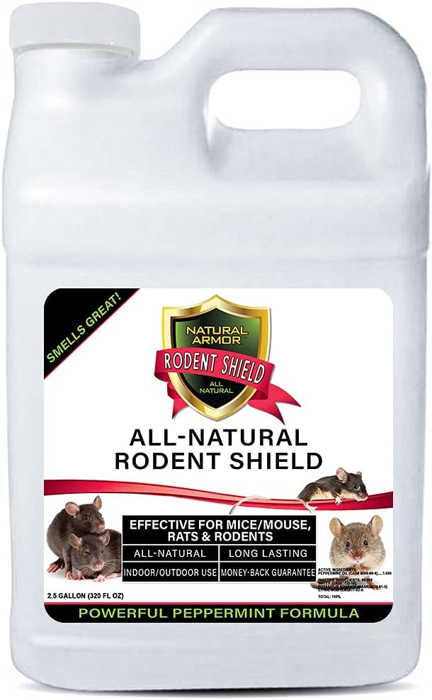 Peppermint Repellent for Mice/Mouse, Rats & Rodents. Natural Spray for Indoor & Outdoor Use. Natural Armor Rodent Shield. 320 Fl Oz (2.5 Gallons)