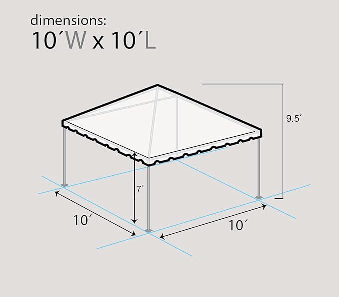 Party Tents Direct 10x10 Heavy-Duty Waterproof Canopy Tent - Steel Frame Outdoor Gazebo for Weddings, Parties & Camping - Blue Vinyl Cover