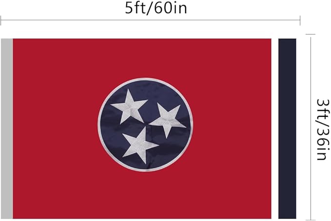 EMBROID Tennessee Flag 3x5,Tennessee State Flag Outdoor,Embroidery Technique,Tear Resistant,Sewn Stripes and Brass Grommets,Upgraded High-strength Polyester Fabric,All Weather Durable State Flags.