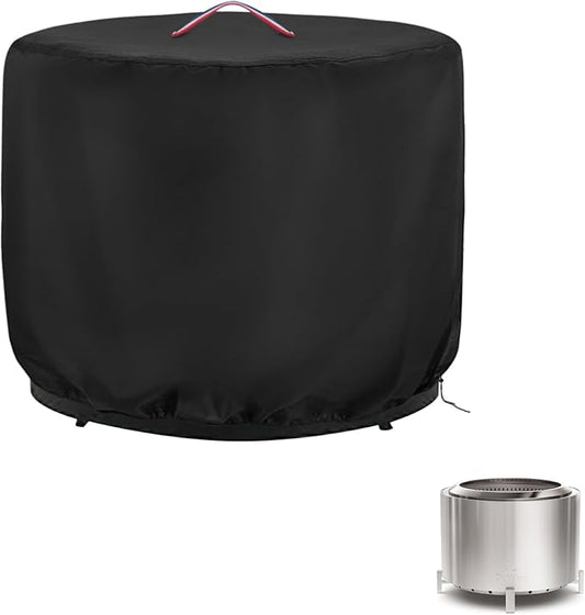 Round Fire Pit Cover,600D Waterproof Heavy Duty Firepit Cover for OutVue Stainless Steel Smokeless Fire Pit,Windproof Outdoor Fireplace Cover with PU Coating,28"D x 22"H