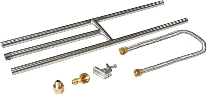 Stanbroil Rectangular Stainless Steel H-Burner for Fireplace or Fire Pit, 30 x 6 Inches