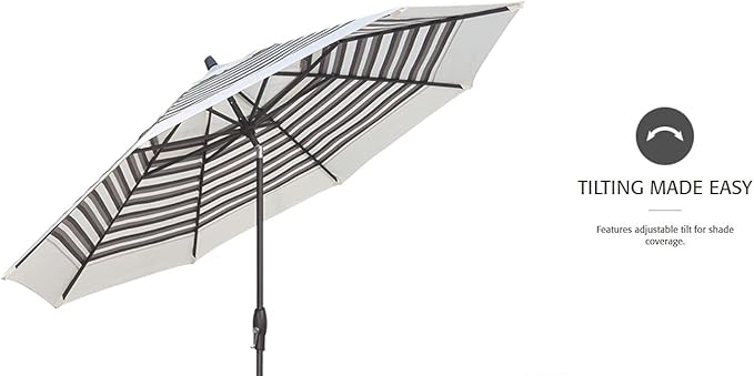 Treasure Garden Deluxe Crank-Tilt 9-FT Octagon Market Umbrella - Outdoor Patio, Deck, Pool, Backyard Stand Alone Umbrella - Heavy Duty w/Black Frame & Obravia Fabric (Black)