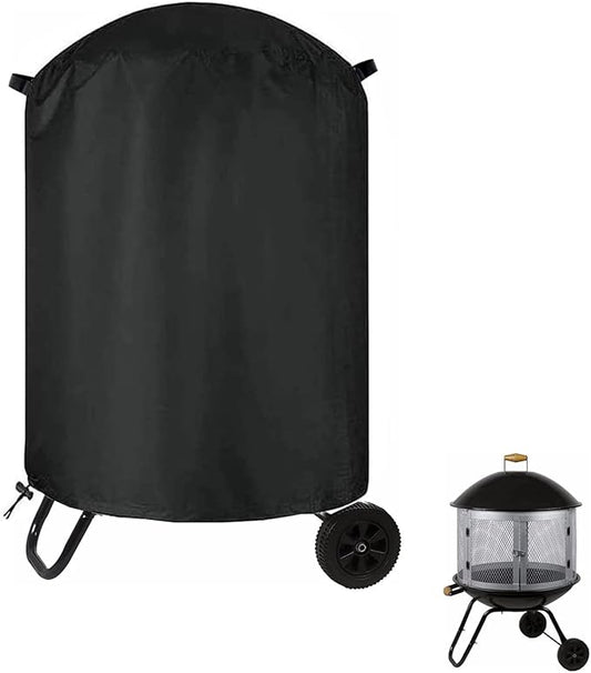 POMER Patio Bonfire Fireplace Cover, Round Fire Pit Cover for 28 Inch Outdoor Fireplace Waterproof Heatwave Fire Bowl Cover - 28" D x 46" H