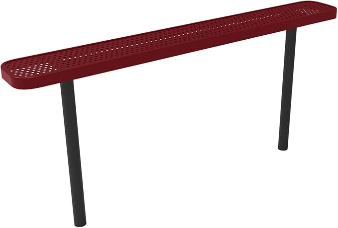 COATEDOUTDOORFURNITURE Coated Outdoor Furniture Heavy-Duty Outdoor Bench Thermoplastic Coated, Punched Steel, Commercial-Grade Seating, Made in America (Inground Without Back, 6 Ft, Burgundy)