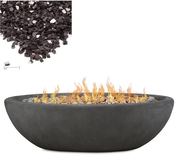 Home Square 2-Piece Set with Large Oval LP Metal Fire Bowl and Fire Glass