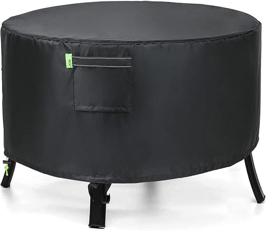 REDRICH Fire Pit Cover Round – Heavy Duty Outdoor Firepit Cover, Full Coverage Patio Outdoor Fireplace Cover, Dustproof Anti UV and Waterproof, 44’’L x 44’’W x 24’’H Black
