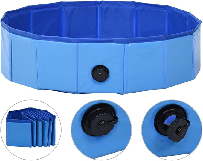 Foldable Dog Swimming Pool, Foldable Pet Swimming Pool, Portable Dog Pool, Bath Pool Collapsible Dog Pet Pool Bathing Tub, 31.5"x7.9" PVC Blue