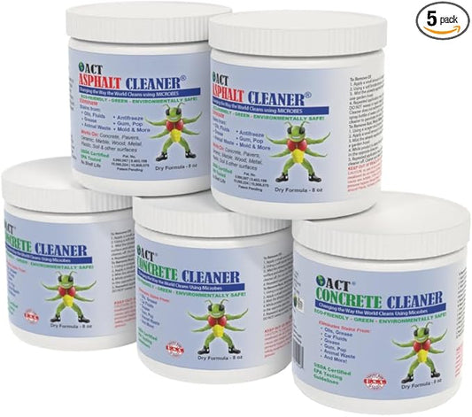 ACT Neighborhood Eco-Pack (5-pack) | Eliminates Deep Oil Stains | Concrete/Asphalt | Pet Safe | 3-Min Application | HOA-Approved, Powder, Eco-Friendly