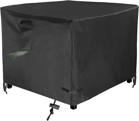 Square 36 Inch Gas Fire Pit Cover 36"L x 36"W x 24"H Waterproof Heavy duty Outdoor Cover for Patio Firepit Table, Black