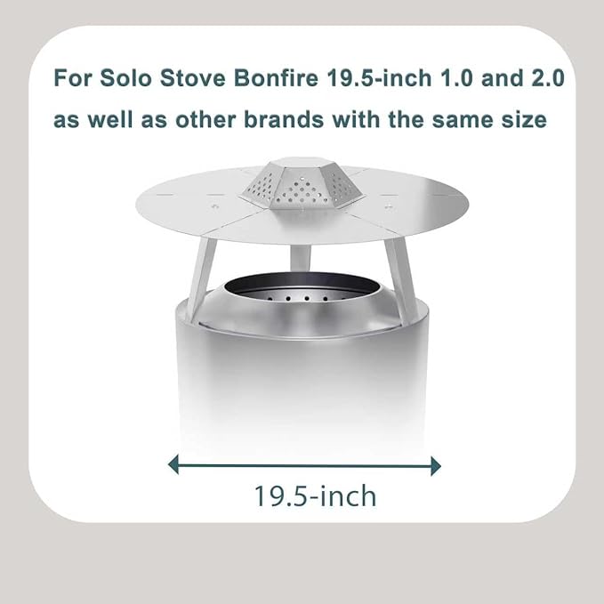 Heat Deflector for Solo Stove Bonfire 19.5",304 Stainless Steel Heat Diffuser with Handle&Legs,Heat Radiation for Wider Warmth Area,Compatible with Bonfire 19.5"Outdoor Fire Pits,for Backyard,Camping