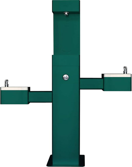 Global Industrial Outdoor Bottle Filling Station & Bi-Level Drinking Fountain, Green Powder Coat