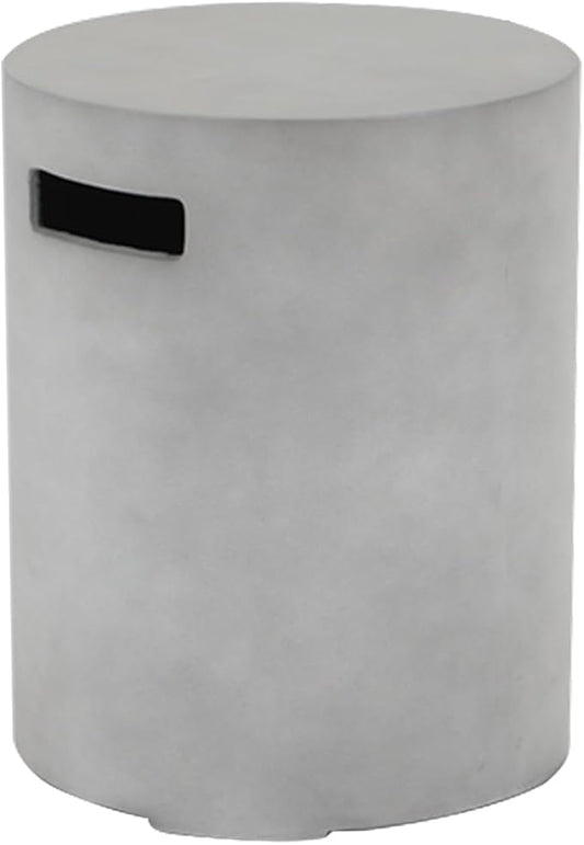 Propane Tank Cover Table, Modern Outdoor Gas Tank Covers, 20LB Concrete Tank Storage Box Hideaway Table for Propane Gas Fire Pit and Round Tank Holder with Handles (Gray) φ16 X 20inch