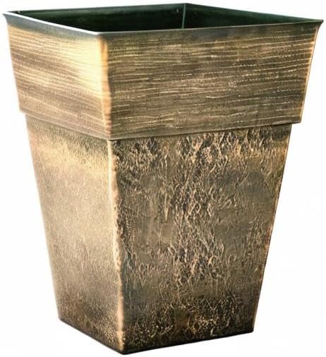 The HC Companies 22 Inch Avino Tall Square Planter - Decorative Indoor Outdoor Plant Pot for Front Porch, Deck, Patio and Home, Celtic Bronze
