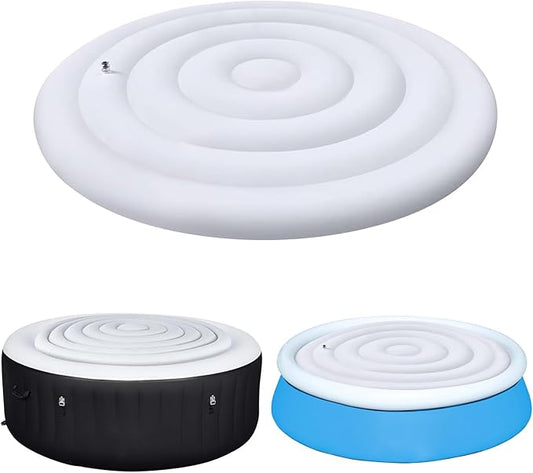 5.4 Ft Inflatable Hot Tub Cover, Round Hot Tub Cover, Energy Saving Lid for Round Hot Tub, Outdoor Inflatable Hot Tub, Foldable Protective Rain Overflow Cover for Outdoor Inflatable Hot Tubs