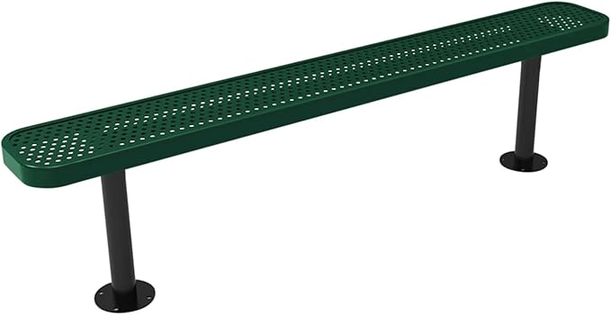 COATEDOUTDOORFURNITURE Coated Outdoor Furniture Heavy-Duty Outdoor Bench Thermoplastic Coated, Punched Steel, Commercial-Grade Seating, Made in America (Surface Without Back, 6 Ft, Textured Green)