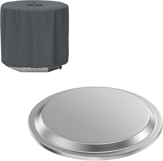 Fire Pit Lid with 600D Oxford Fabric Cover for Solo Stove Ranger 15.5'',Stainless Steel Portable Fire Pit Lid for Outdoor Fireplace and Camping Accessories,15.5 Inch