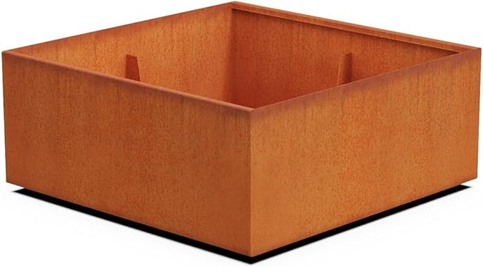 PLANTERCRAFT Corten Steel Planter Square Cube Metal Garden Box Heavy Duty | Made in USA | Fully Assembled | Commercial Residental Outdoor