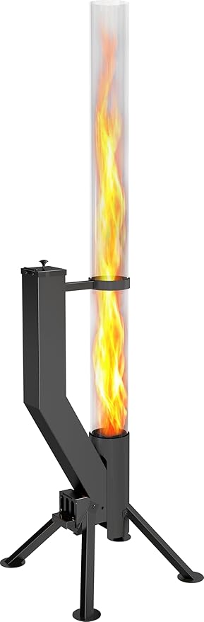 Smokeless Fire Pit - Outdoor Wood Pellet Fire Tube Stainless Steel firepit for Ambience Fire on Your Backyard, Patio, Porch & Garden (Matte Black, Premium)
