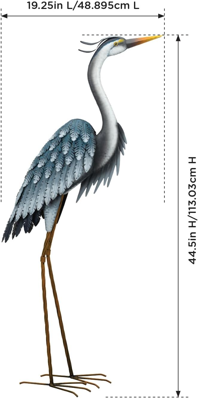 Regal Art & Gift Blue Heron Metal Statue – Indoor Outdoor Decorative Sculpture for Home & Garden Décor, Weather-Resistant Yard Art Figure for Patio, Lawn