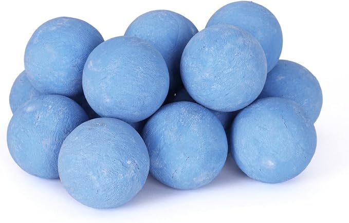 Ceramic Fire Balls - Uniform 3" Lava Rock for Fire Pits - Propane & Gas Fire Pits and Fireplace - Ceramic Spheres for Outdoor and Indoor Use - Natural Lava Stones (30 Pack, Blue)