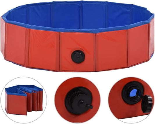 Foldable Dog Swimming Pool, Foldable Pet Swimming Pool, Portable Dog Pool, Bath Pool Collapsible Dog Pet Pool Bathing Tub, 31.5"x7.9" PVC Red